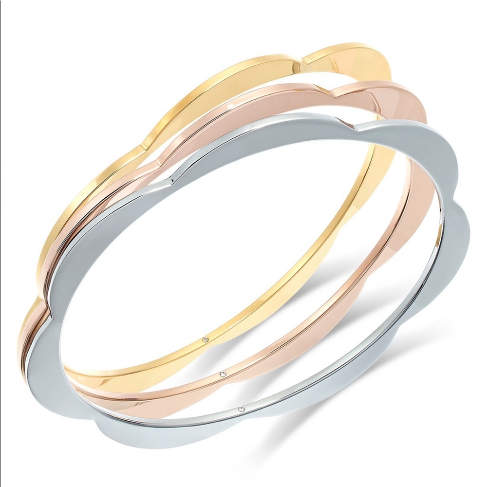 KATE SPADE Tri-Tone 3-Pc. Set Scalloped Bangles